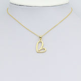 Gold unbalanced Heart Shape Charm Pendant, Sku#LK1114