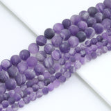 Matt Dog Teeth Amethyst Round Smooth Beads, Sku#U2282