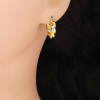 Gold Silver Dual color Twisted Hoop Earrings, Sku#LX481