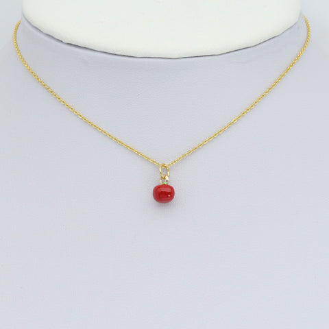 Gold Red Enamel 3D red tomoto Charm Pendant, Sku#Y1014