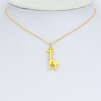 Gold Yellow Enamel 3D Giraffe Charm Pendant, Sku#Y1016