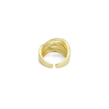 CZ Double Line Crossover Adjustable Ring, Sku#LX487