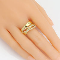 CZ Double Line Crossover Adjustable Ring, Sku#LX487