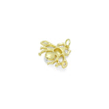 Clear CZ Gold Silver Pearl bee Insect Shape Charm Pendant, Sku#A459