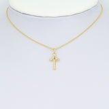 Dainty Gold flower Cross Charm Pendant, Sku#Y1019