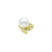 Gold Silver Pearl Bow Charm Pendant, Sku#A460