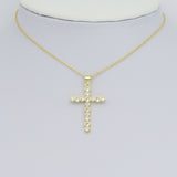 Clear CZ Gold Cross Charm Pendant, Sku#Y1021