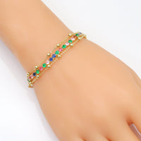 Multicolor cz Ball Chain Adjustable Bracelet, Sku#LX489