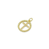 Clear CZ Gold Cross On Twisted Circle Pendant, Sku#Y1022