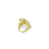Gold Clear Drop Rectangle CZ Triple line statement Adjustable Ring, Sku#LK1004