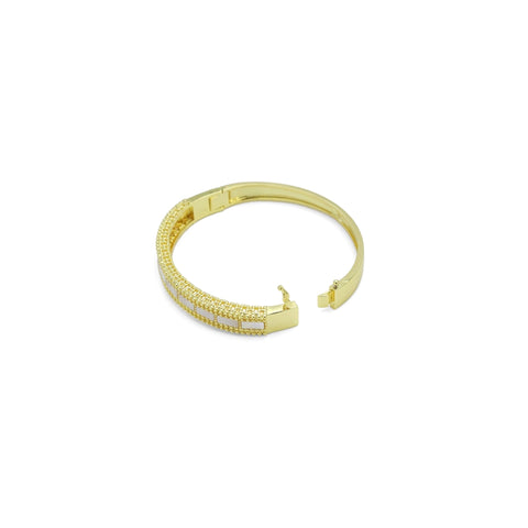 Gold Silver Rectangle Mother of Pearl Adjustable Bracelet, Sku#LX688