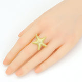 Gold Starfish Statement Adjustable Ring, Sku#LK1127