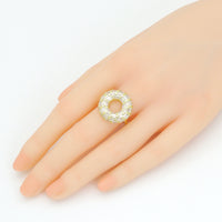 Baguette CZ Gold Doughnut Statement Adjustable Ring, Sku#LK1129