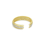 Gold Silver Dual Color Cuban Chain Cuff Adjustable Bracelet, Sku#LK1130