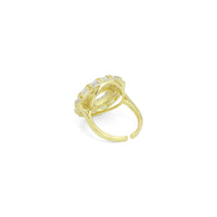 Baguette CZ Gold Doughnut Statement Adjustable Ring, Sku#LK1129