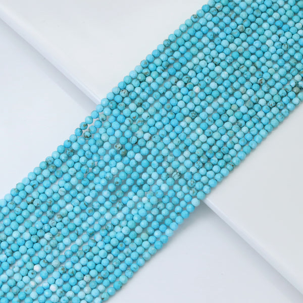 Blue Turquoise Faceted Round Beads, Sku#U1831