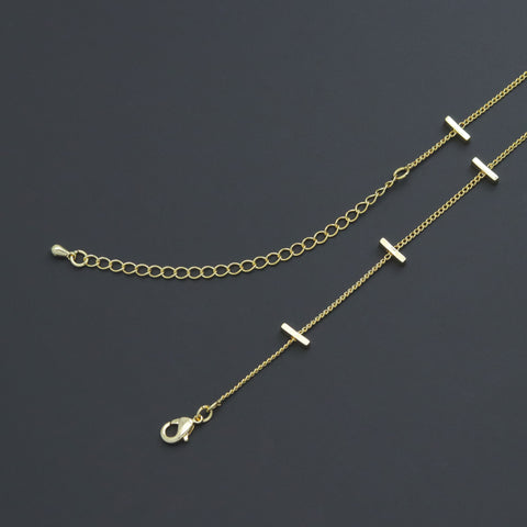 Gold bar Chain Necklace, Sku#LX703
