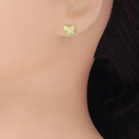 Gold Silver Butterfly Stud Earrings, Sku#Y953