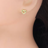 Gold Silver Hollow Out Heart Stud Earrings, Sku#Y952