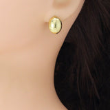 Gold Oval Dome Stud Earrings, Sku#LK1137