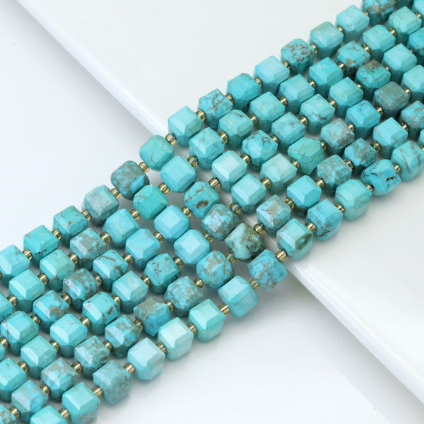 8mm Blue Turquoise Faceted Cube Beads, Sku#U1828