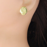 Gold Swirl Oval Stud Earrings, Sku#LK1138