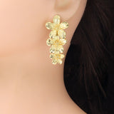 Gold Silver String Flowers Earrings, Sku#L719