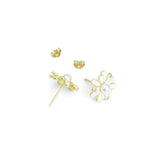 Pearl White Enamel Daisy Flower Stud Earrings, Sku#A461