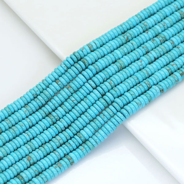 Blue Turquoise smooth Rondelle Beads, Sku#U1832