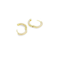 White Pearl Everyday Hoop Earrings, Sku#LD553