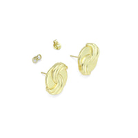 Gold Swirl Oval Stud Earrings, Sku#LK1138