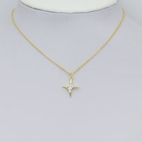 Gold Silver Clear CZ North Star Charm, Sku#A193