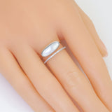 Oval Silver Mother of Pearl Adjustable Ring, Sku#ZX201