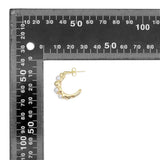 Hammered Gold White Pearl Hoop Earrings, Sku#ZX203