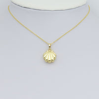 Gold Shell with pearl locket Charm Pendant, Sku#LK1022