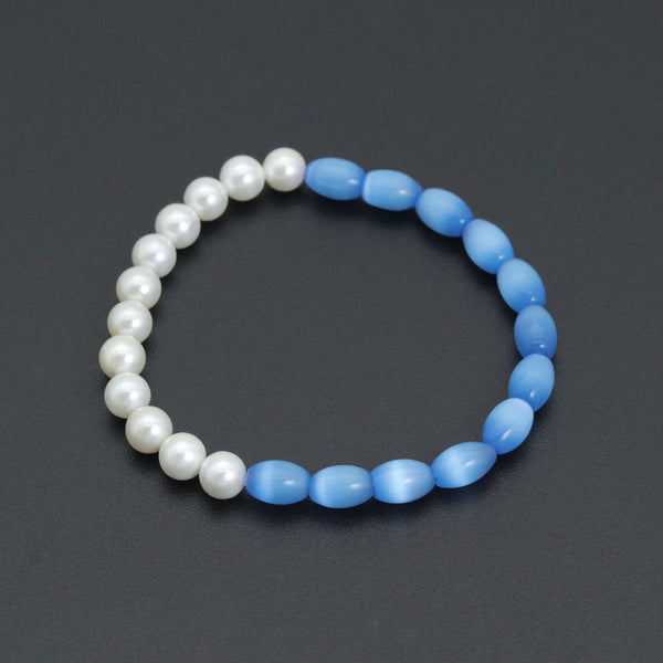 Cat's Eye with Mother of Pearl Stretchy Bracelet, Sku#EF639