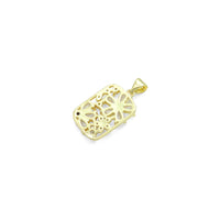 Baguette CZ Flower Rectangle Charm Pendant, Sku#LK1121