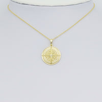 Gold North Star Compass Coin Charm Pendant, Sku#LK1023