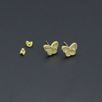 Gold Butterfly Pendant Link Chain Necklace Stud Earrings, Sku#FH208