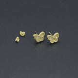 Gold Butterfly Pendant Link Chain Necklace Stud Earrings, Sku#FH208