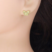 Gold Butterfly Pendant Link Chain Necklace Stud Earrings, Sku#FH208