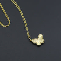 Gold Butterfly Pendant Link Chain Necklace Stud Earrings, Sku#FH208
