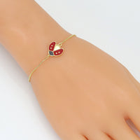 Gold Red Enamel Ladybug  Coonector Charm Pendant, Sku#LK1024