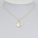 Gold Mother of Pearl Sun Coin Charm Pendant, Sku#LK1025