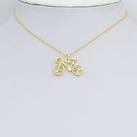 Gold Bike Charm Pendant, Sku#LK1125