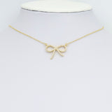 Clear CZ  Gold Bow knot Charm Pendant, Sku#LK1020