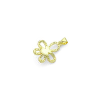 Clear CZ White Pearl Gold Flower Charm Pendant, Sku#LK1126