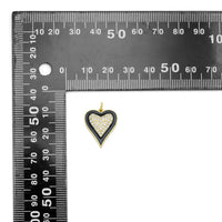 Clear CZ Black Enamel Gold Heart Charm Pendant, Sku#Y1023