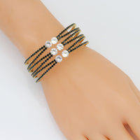 Clear Black CZ crossover with round diamond Adjustable Bracelet, Sku#A272