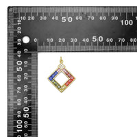 Colorful CZ Rhombus Diamond Gold Charm Pendant, Sku#Y1025